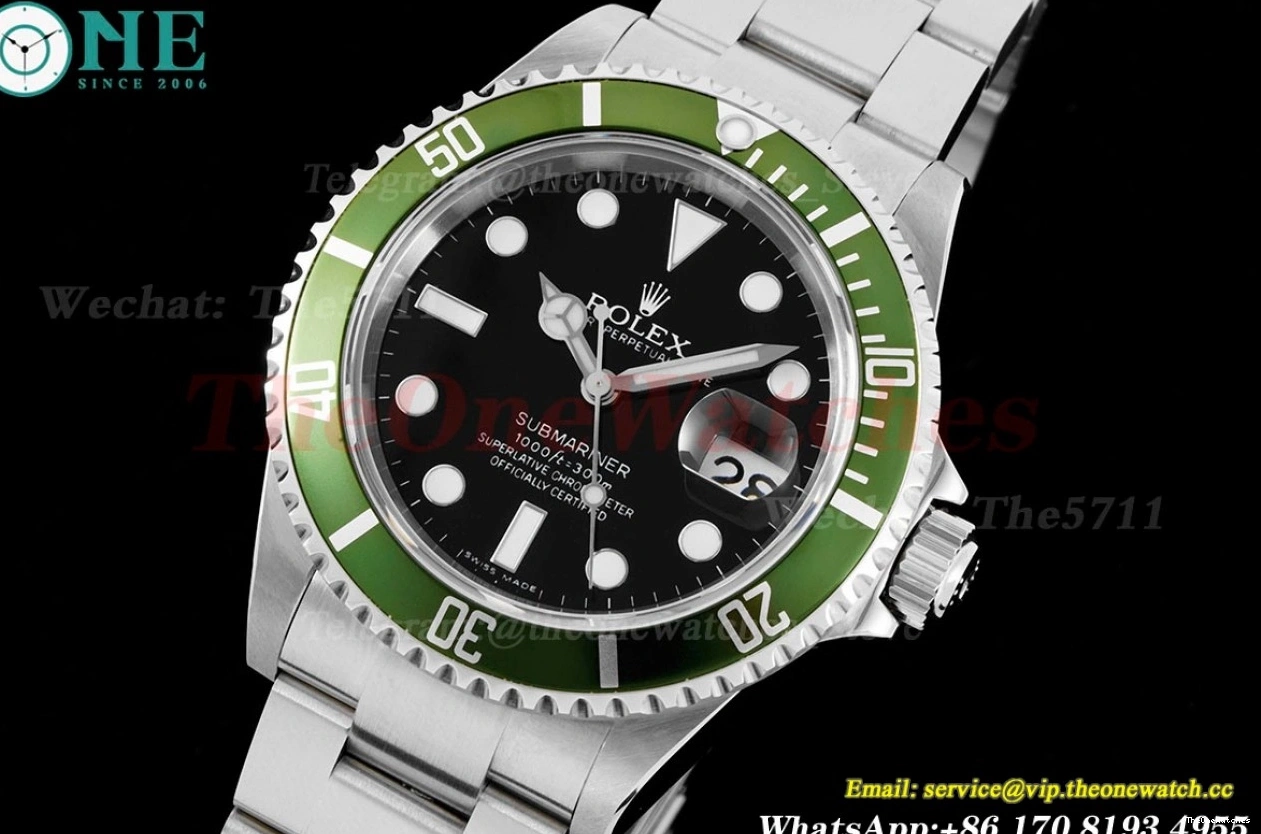 SS Green Vintage RAF SA3135 Submariner Kermit 40mm SS 16610LV 0406